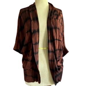 Womens Cardigan Size Small Brown Tie Dye Hippie Earthy Handcrafted Twee Indie
